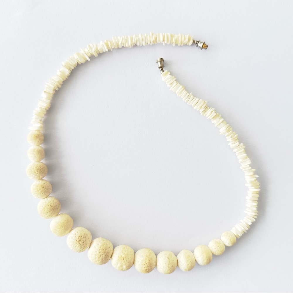 Vintage Cream Sponge Coral Beaded Necklace